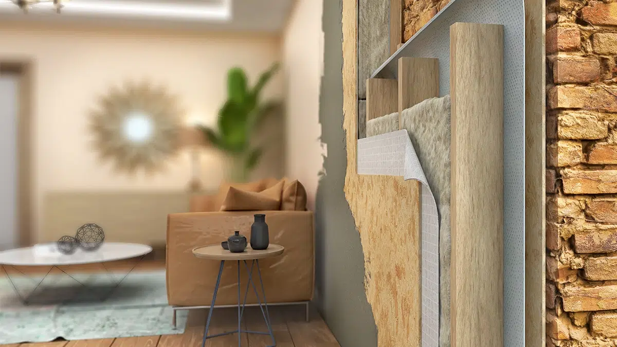 Infographie 3D montrant l'isolation et l'étanchéité intérieure d'une maison
