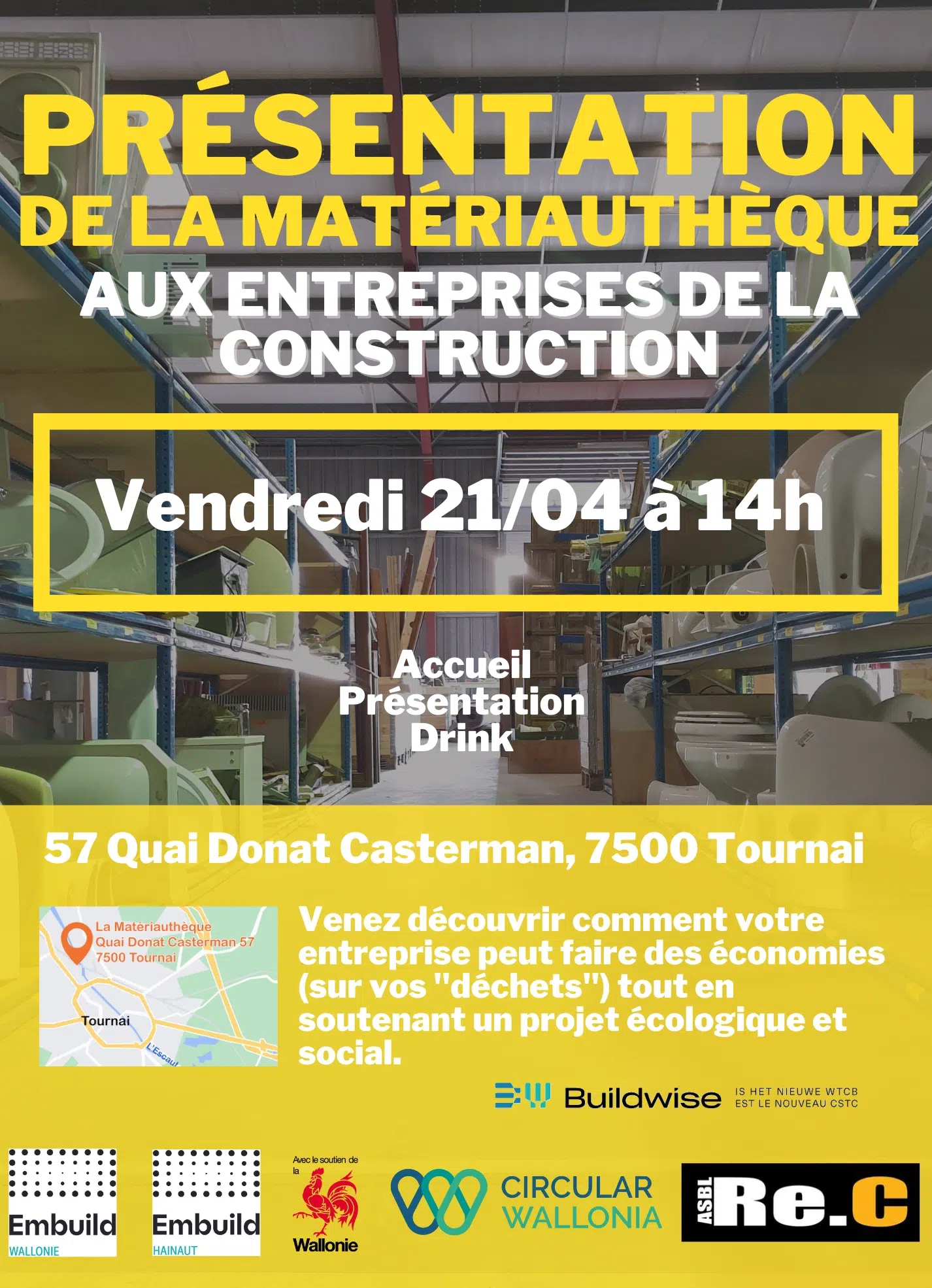 Invitation à la présentation de la matériauthèque de Tournai pour Lombati Construction