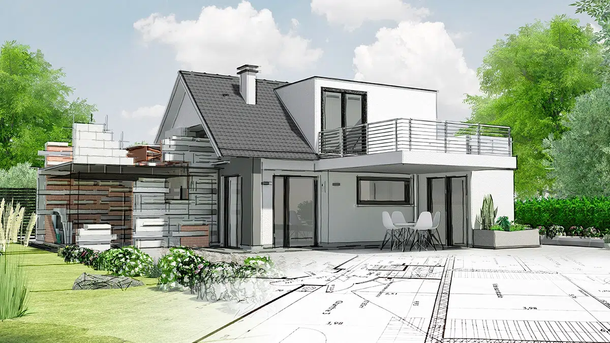 Esquisse d'un plan d'architecte pour la construction d'une maison